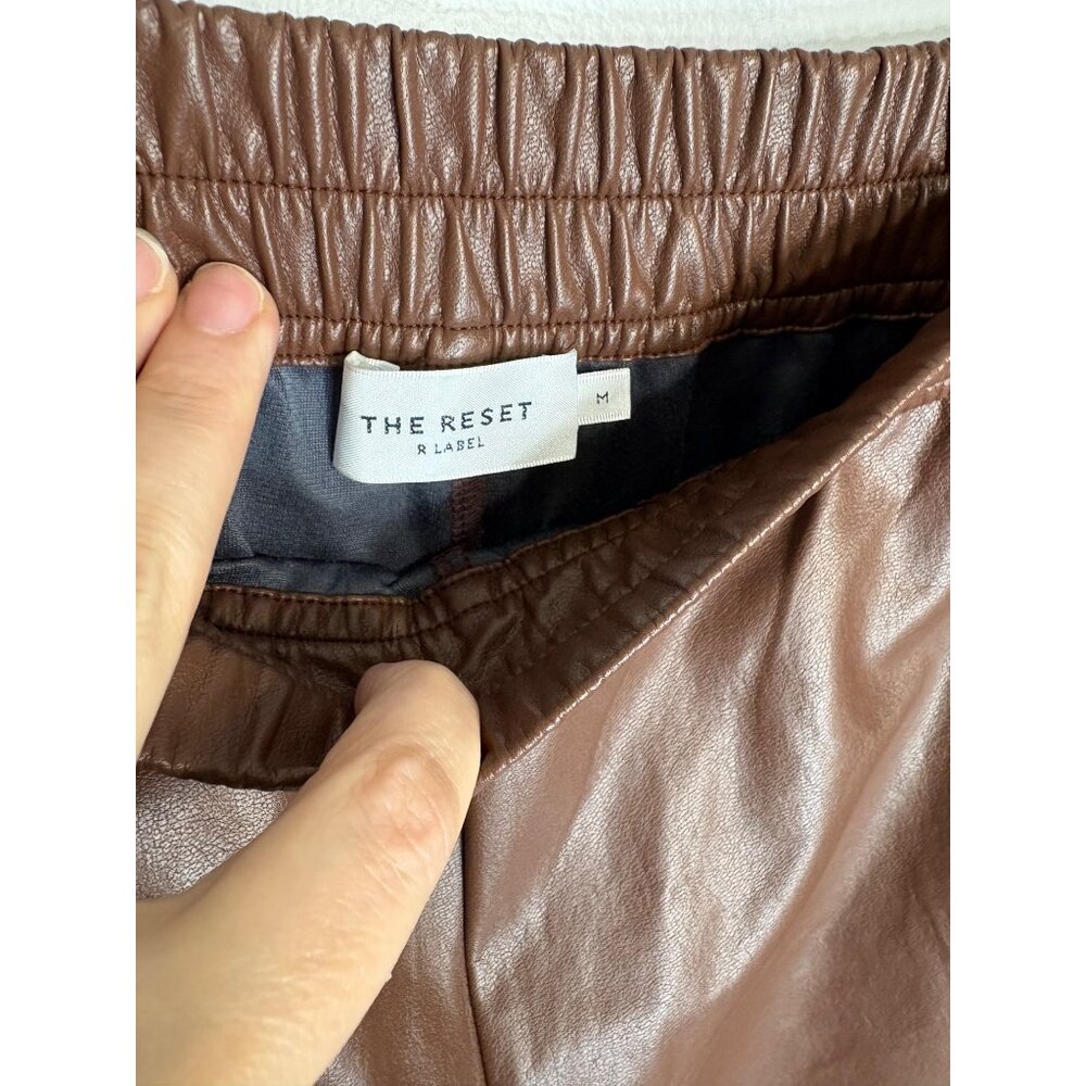 The Reset R Label High-Rise Vegan Leather Pant in Chestnut-sz Medium - Picture 7 of 11